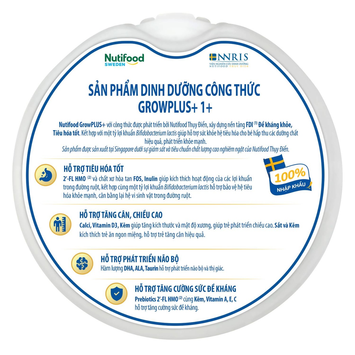 Sữa Nutifood GrowPlus+ Boosting Digestion 1+ (cho bé 1-2 tuổi) 800g - mặt trái