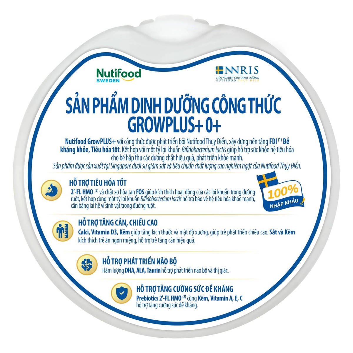 Sữa Nutifood GrowPlus+ Boosting Digestion (cho bé 0-12 tháng) 400g - mặt sau