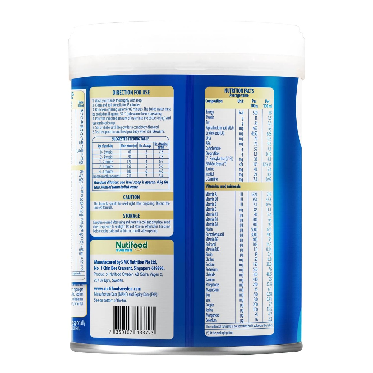 Sữa Nutifood GrowPlus+ Boosting Digestion (cho bé 0-12 tháng) 800g - mặt sau