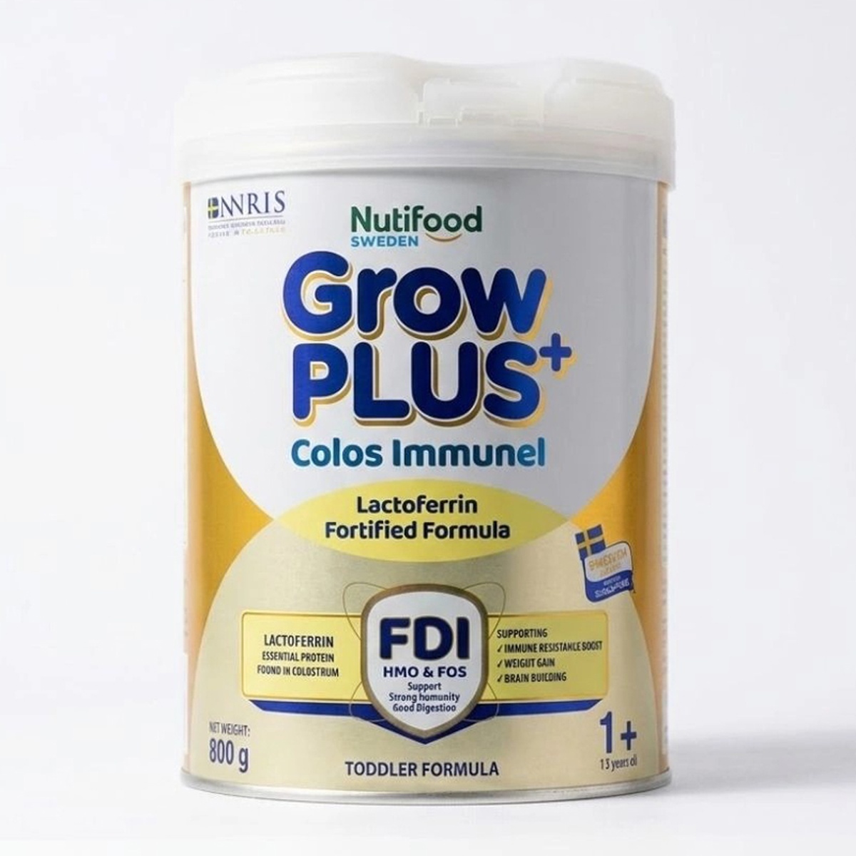 Sữa bột Nutifood GrowPlus+ Colos Immunel 1+ (cho bé 1-2 tuổi) 800g - mặt trái