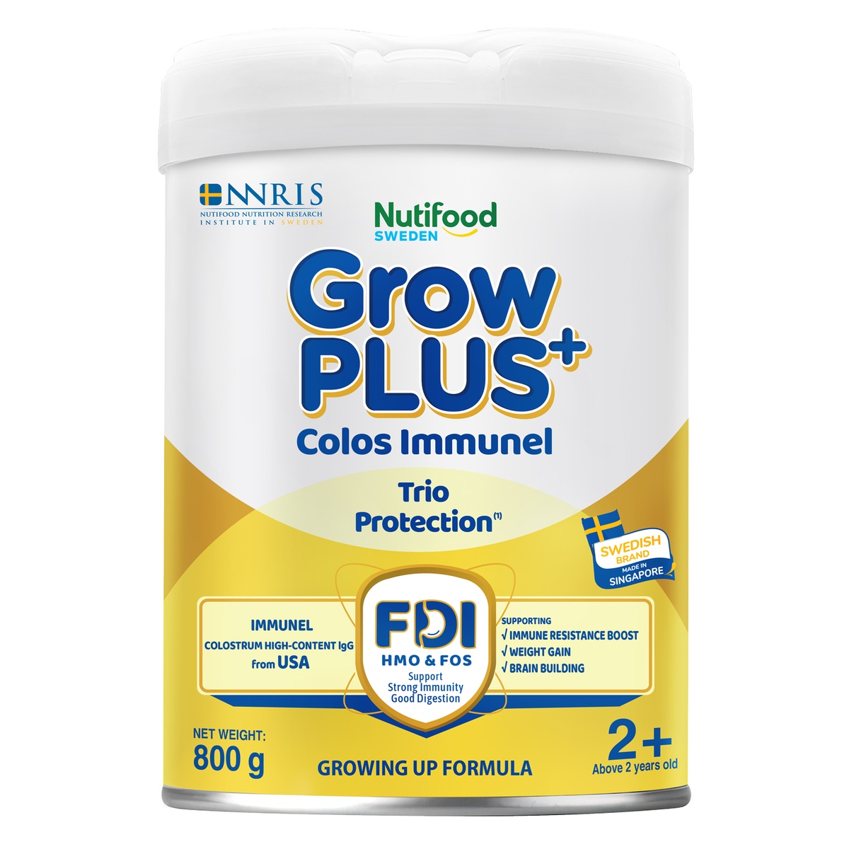 Sản phẩm dinh dưỡng công thức Nutifood GrowPlus+ Colos Immunel 2+ 800g (> 2 tuổi) - góc nghiêng