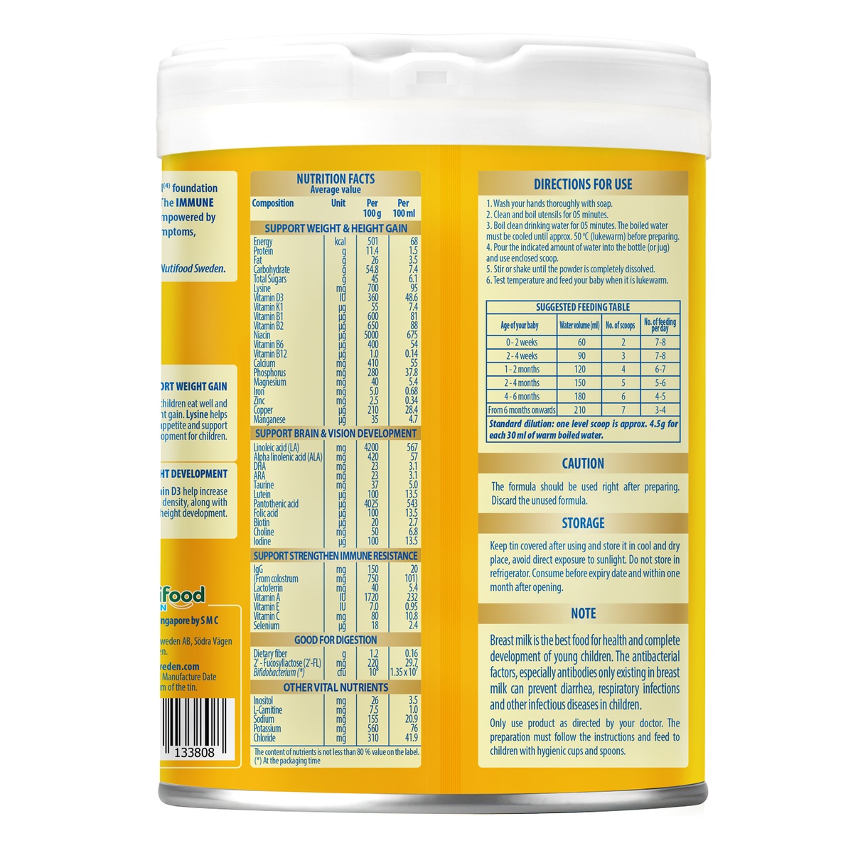 Sữa bột Nutifood GrowPlus+ Colostrum Lactoferrin 0+ (cho bé 0-12 tháng) 400g - mặt phải