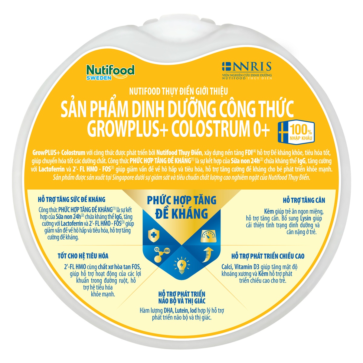 Sữa bột Nutifood GrowPlus+ Colostrum Lactoferrin 0+ (cho bé 0-12 tháng) 400g - góc nghiêng