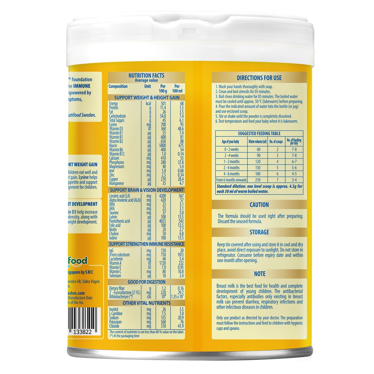 Sữa Nutifood GrowPlus+ Colostrum Lactoferrin 0+ ( cho bé 0-12 tháng) 800g - mặt trái
