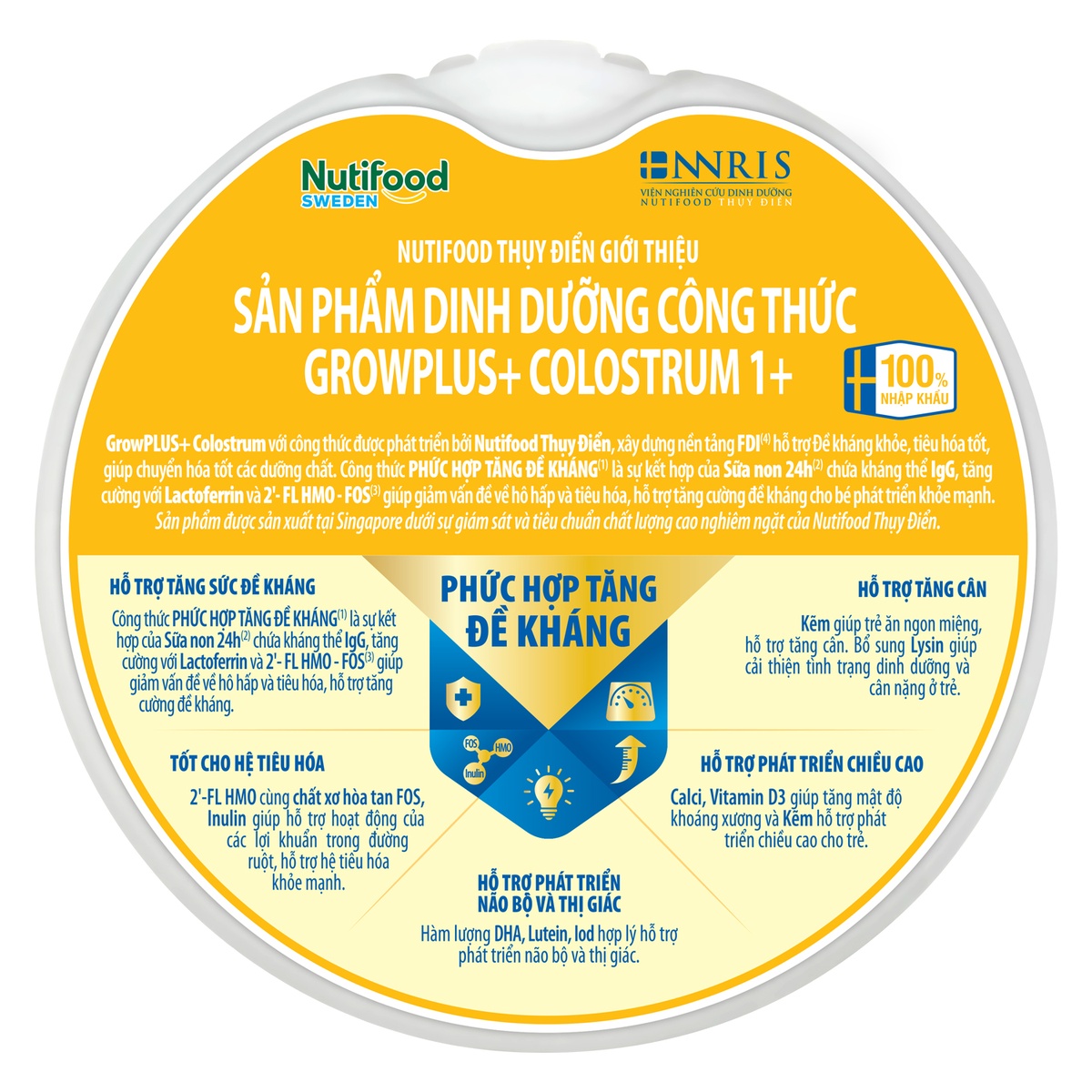 Sữa bột Nutifood GrowPlus+ Colostrum Lactoferrin 1+ 800g cho bé 1-2 tuổi - góc nghiêng