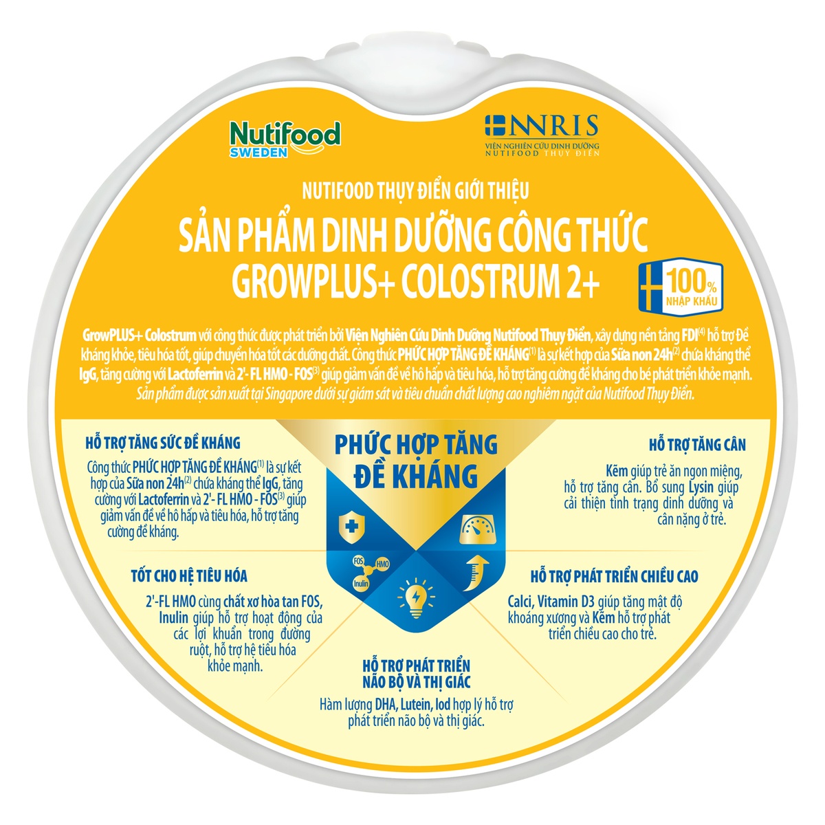 Sữa bột Nutifood GrowPlus+ Colostrum Lactoferrin 2+ 800g cho bé trên 2 tuổi - góc nghiêng