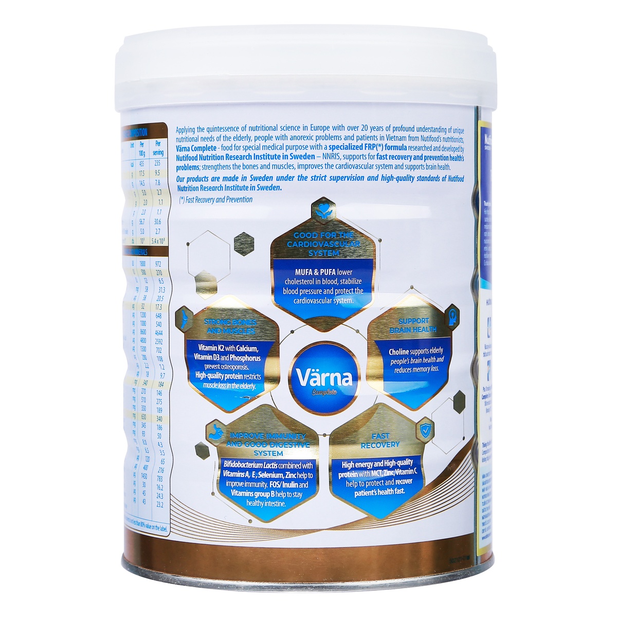 Sữa bột Nutifood Varna Complete 850g - mặt phải