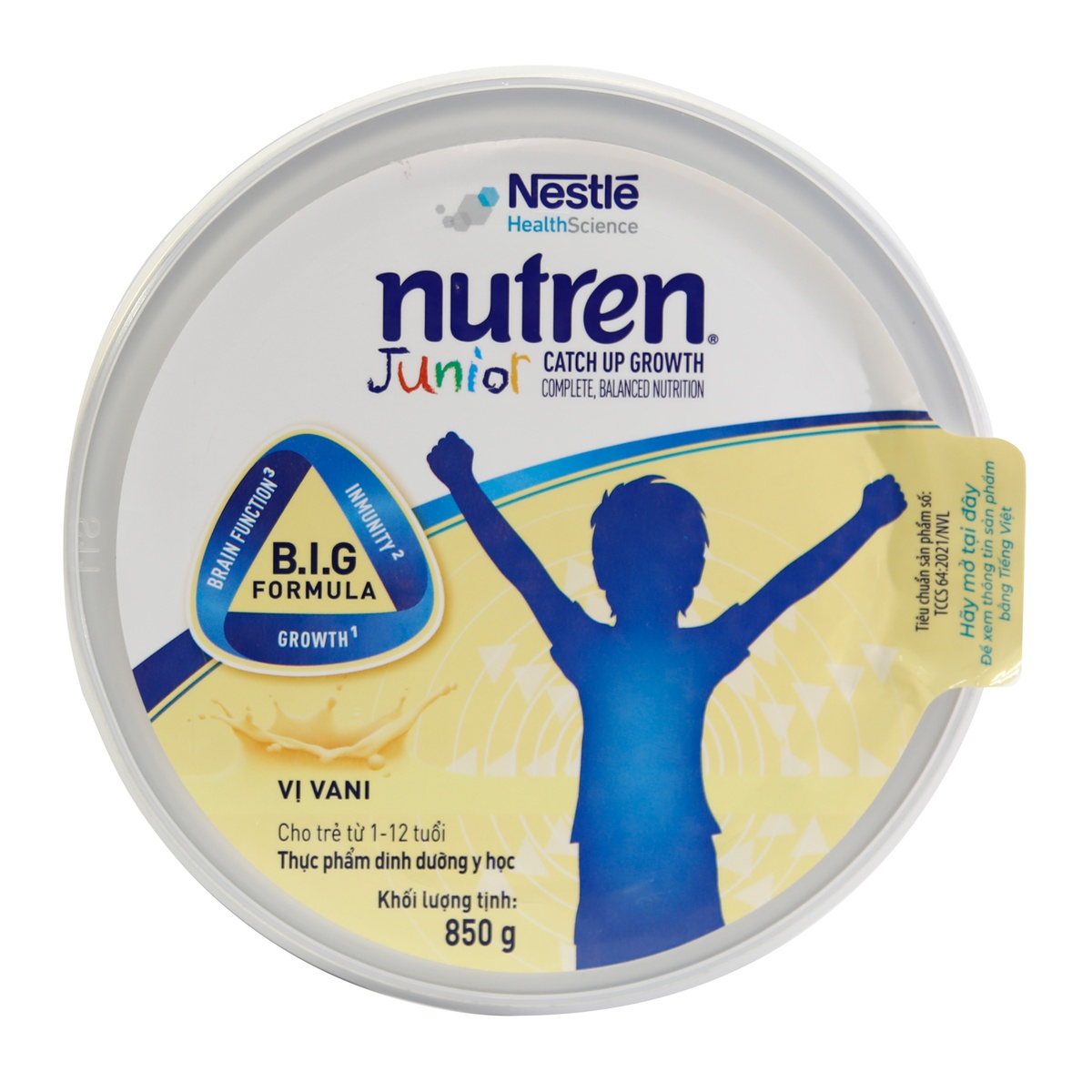 Sữa bột Nutren Junior 850g New  (cho bé 1-12 tuổi) - góc nghiêng