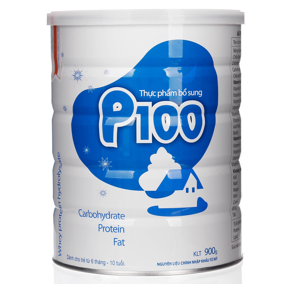 Sữa bột cho bé P100 hộp 900g - mặt phải