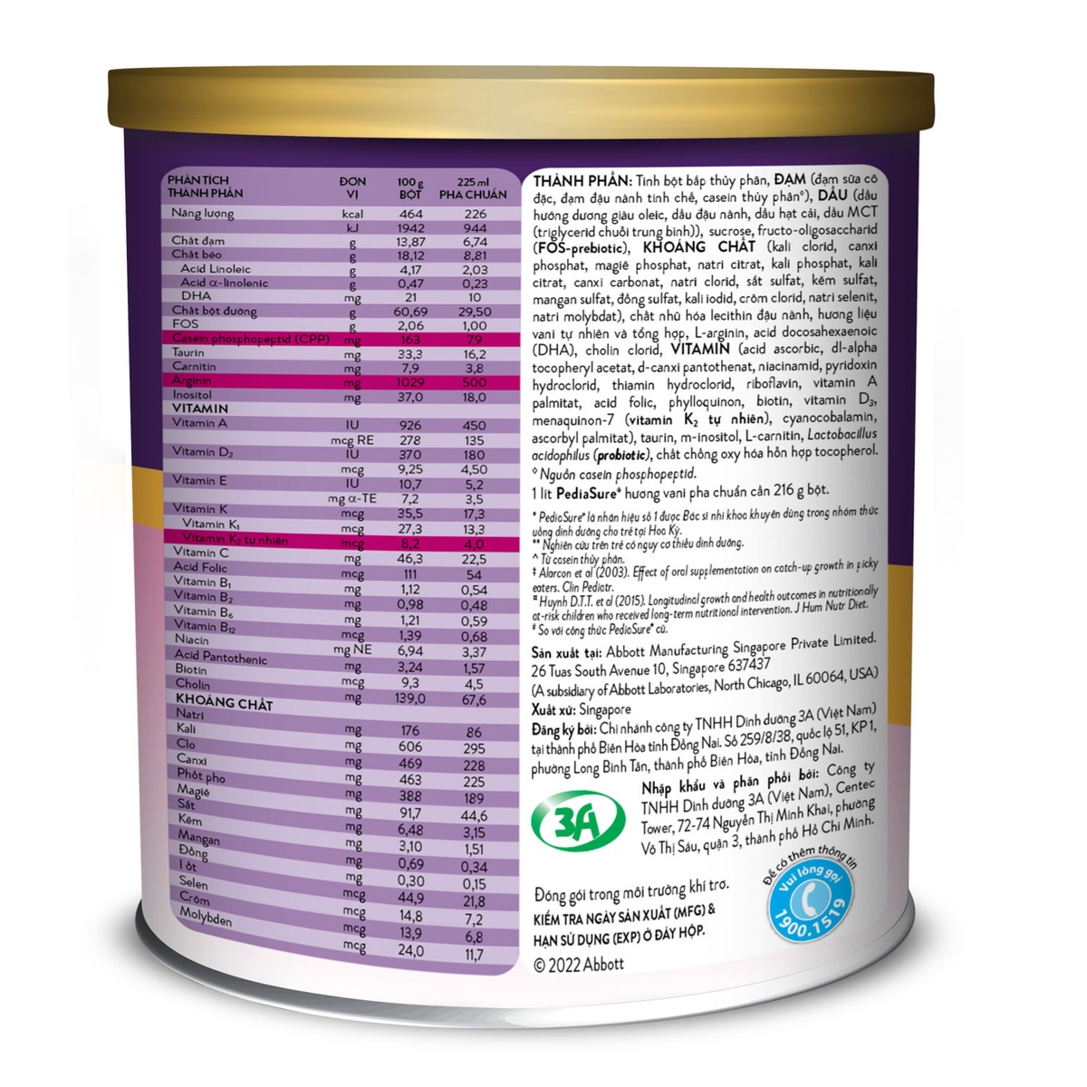 Thực phẩm dinh dưỡng y học Pediasure BA ít ngọt 380g (cho trẻ 1-10 tuổi) - Sữa PediaSure BA 400g vị vani ít ngọt cho bé 1-10 tuổi-3