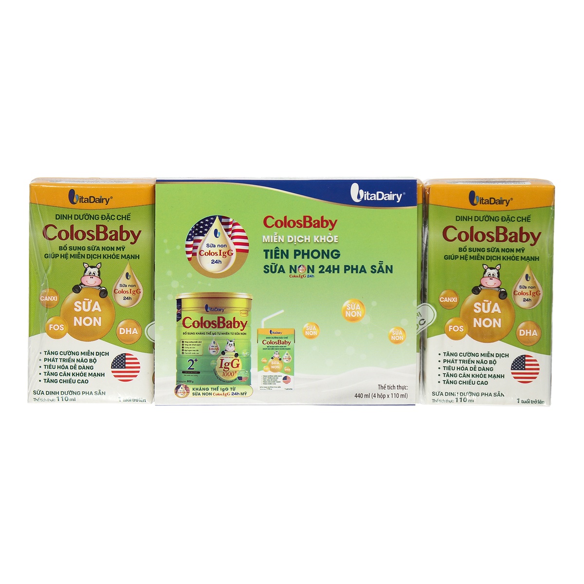  Sữa bột pha sẵn Colosbaby Gold 4x110ml tăng cường hệ miễn dịch cho bé 1-3 tuổi - mặt trái