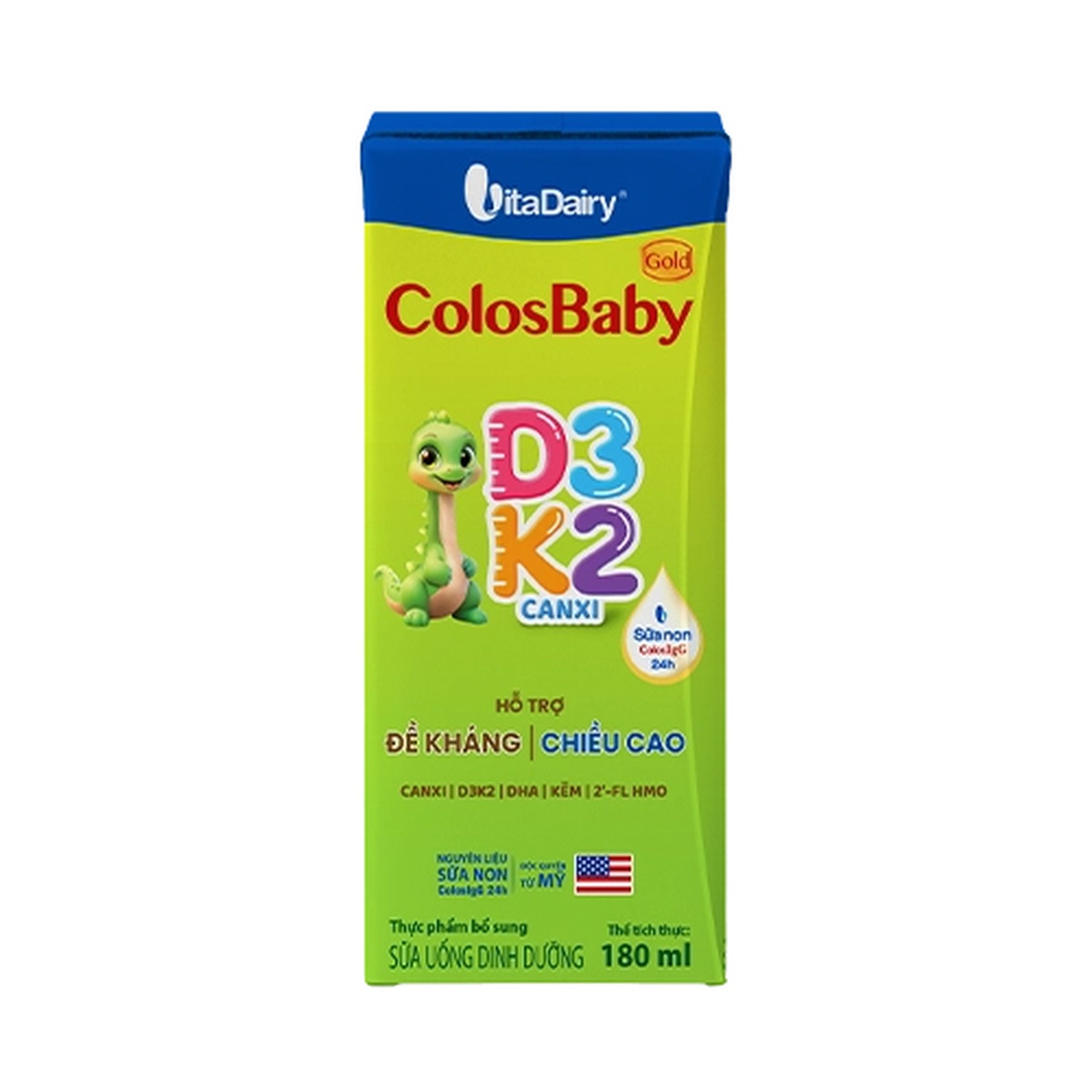 Sữa bột pha sẵn Colosbaby gold D3K2 4x180ml - mặt trái