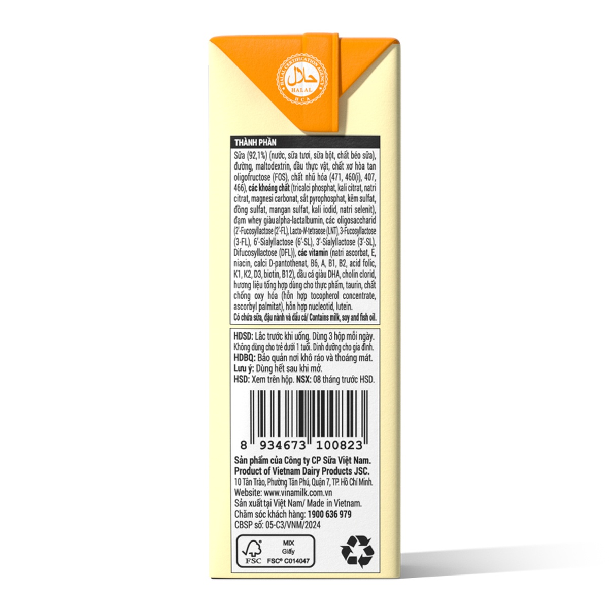 Sữa bột pha sẵn Optimum Gold 4x110ml - mặt phải
