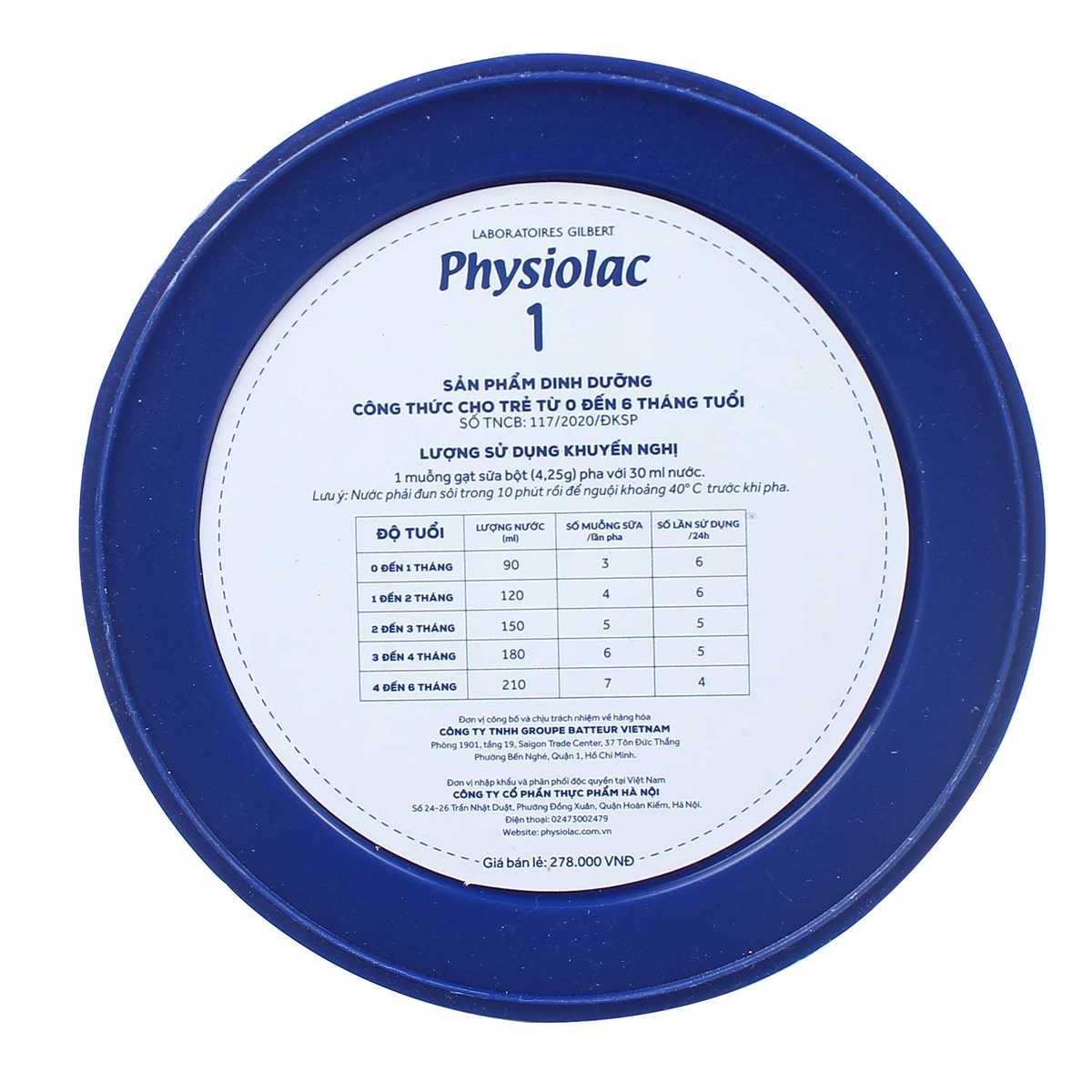 Sữa Physiolac số 1 400g New cho bé từ 0-6 tháng - mặt sau