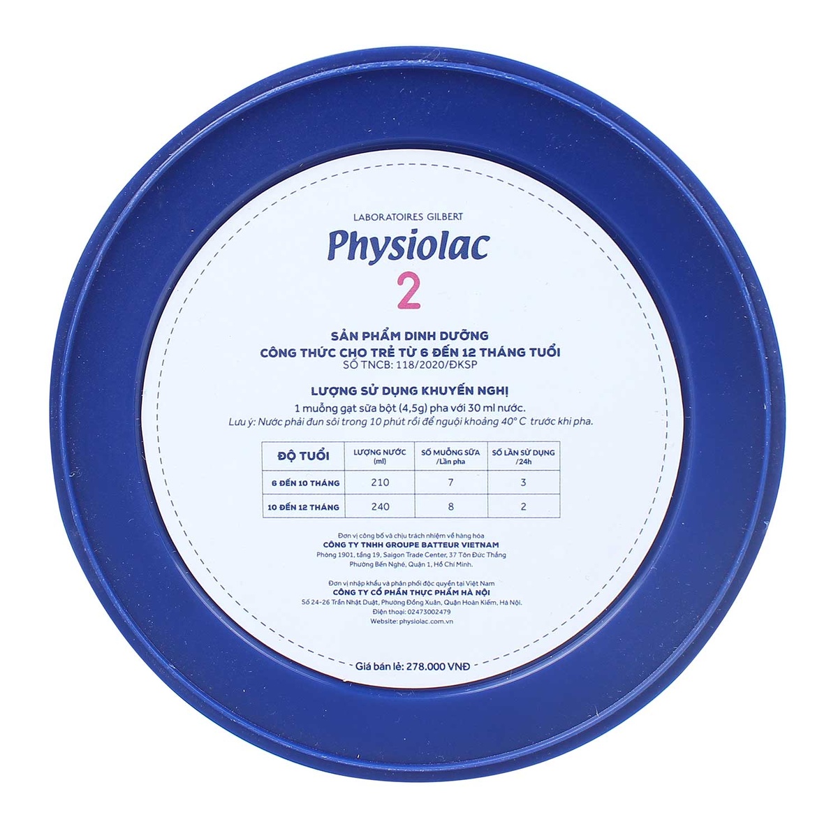 Sữa Physiolac số 2 400g New cho bé từ 6-12 tháng - mặt sau