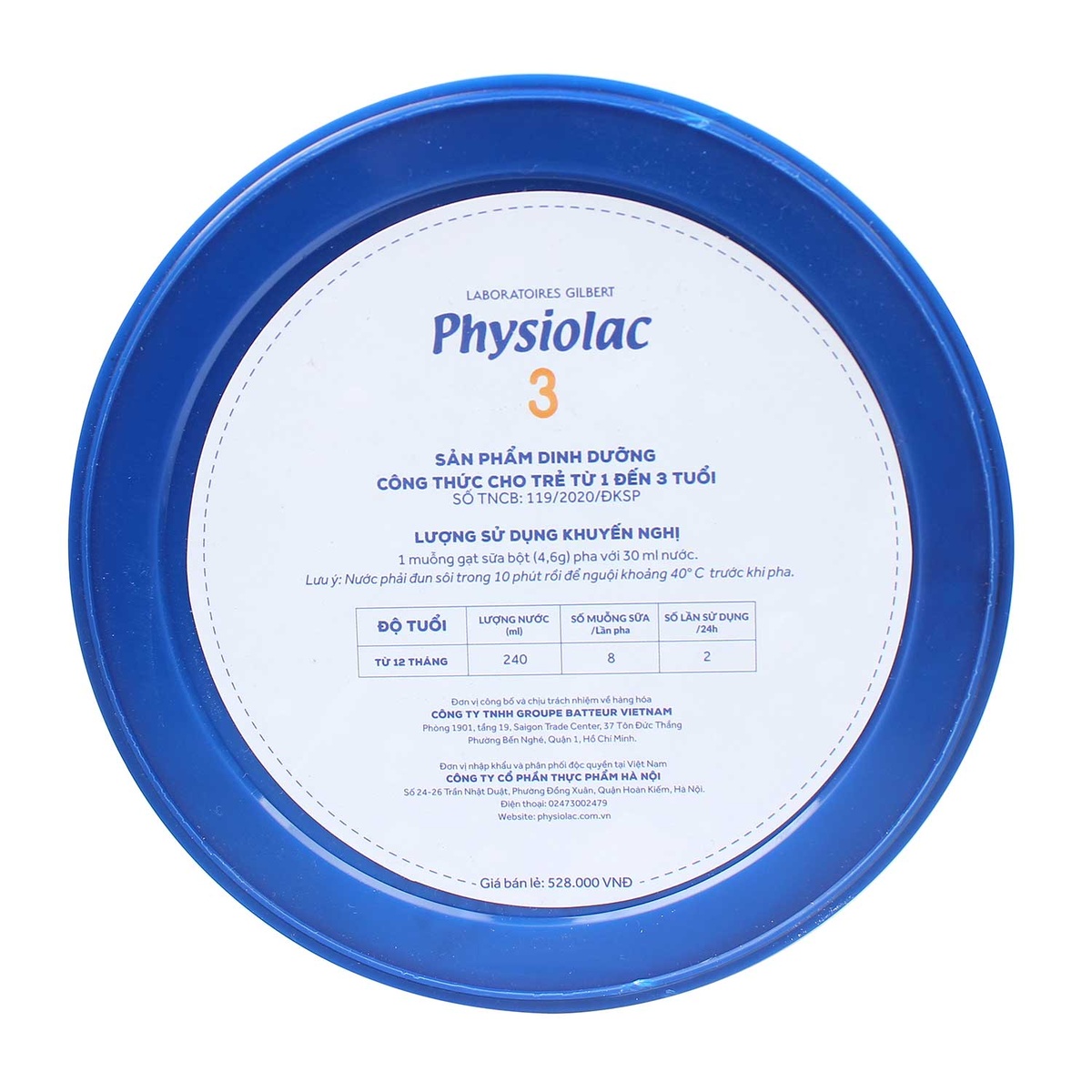 Sữa Physiolac số 3 900g New cho bé từ 1-3 tuổi - mặt sau