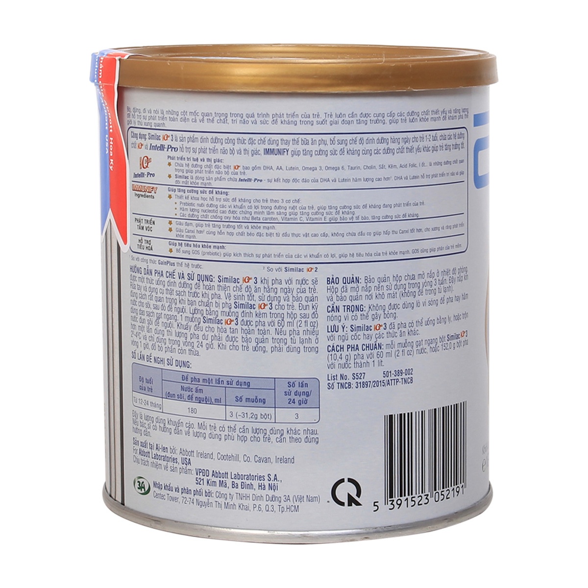 Sữa Similac IQ 3 hương Vani 400g - mặt phải