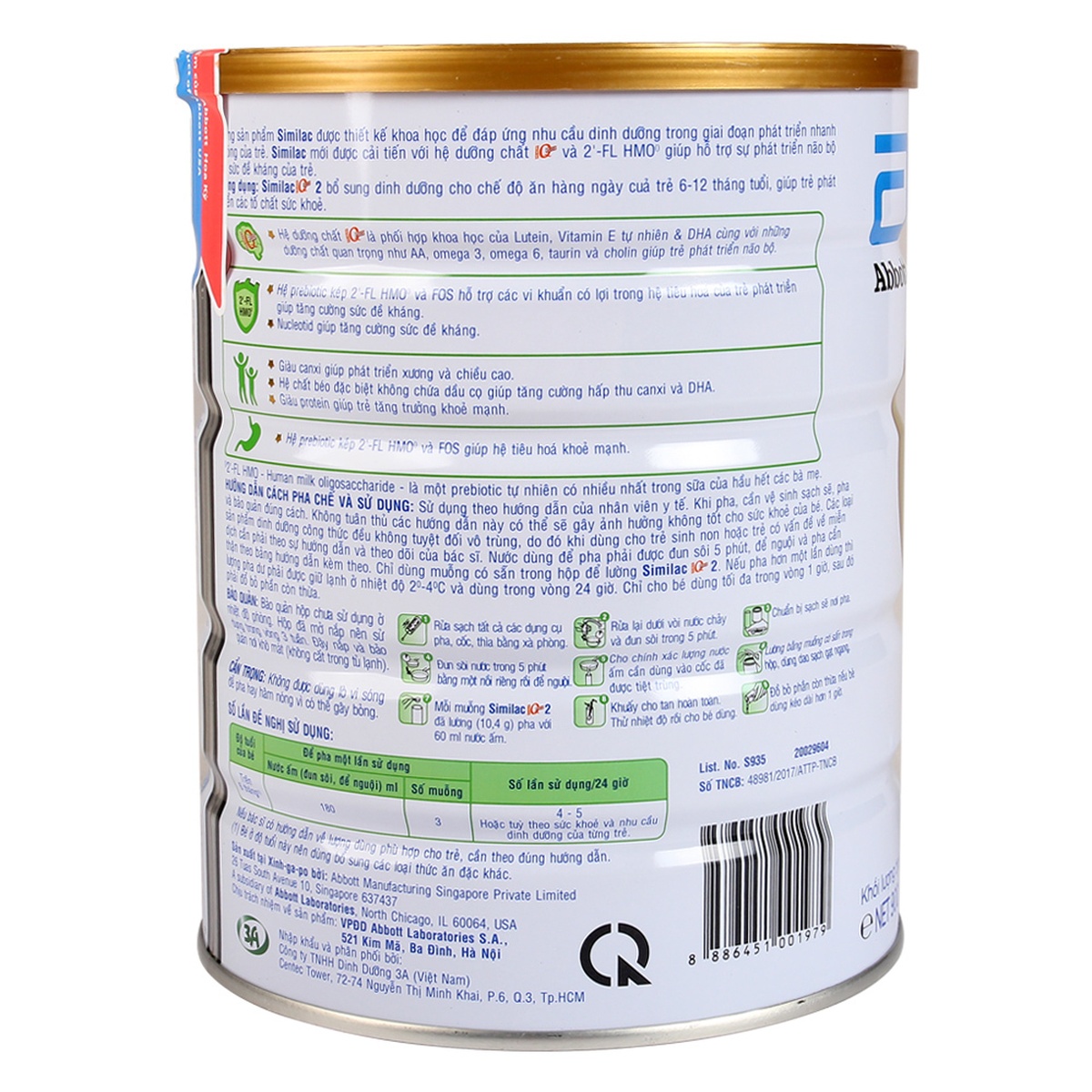 Sữa Similac số 2 900g (6 - 12 tháng) - góc nghiêng