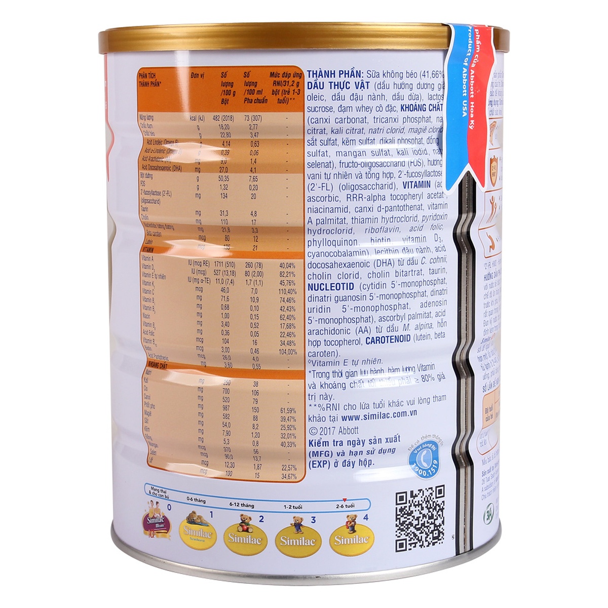 Sữa Similac số 4 900g (2 - 6 tuổi) - góc nghiêng