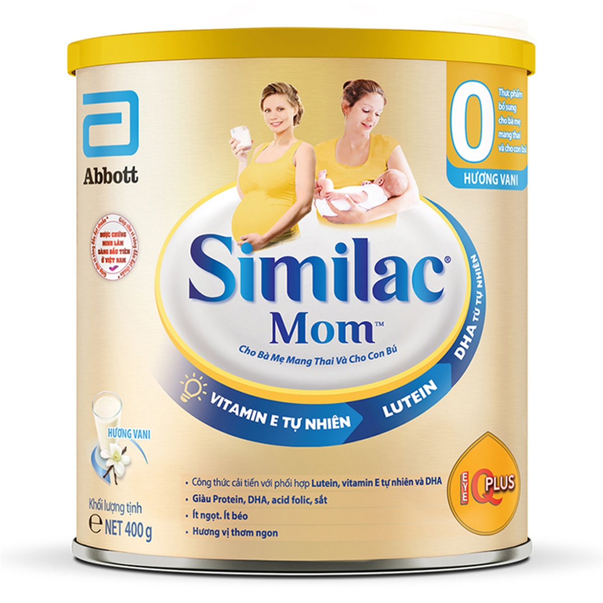 Sữa bột Similac Mom IQ Plus hương Vani 400g - mặt trái