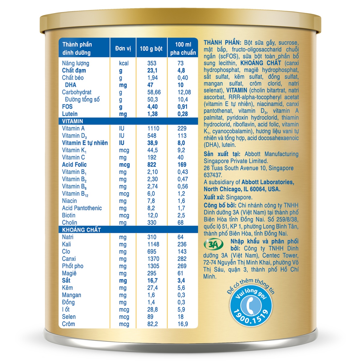 Sữa bột Similac Mom IQ Plus hương Vani 400g - góc nghiêng