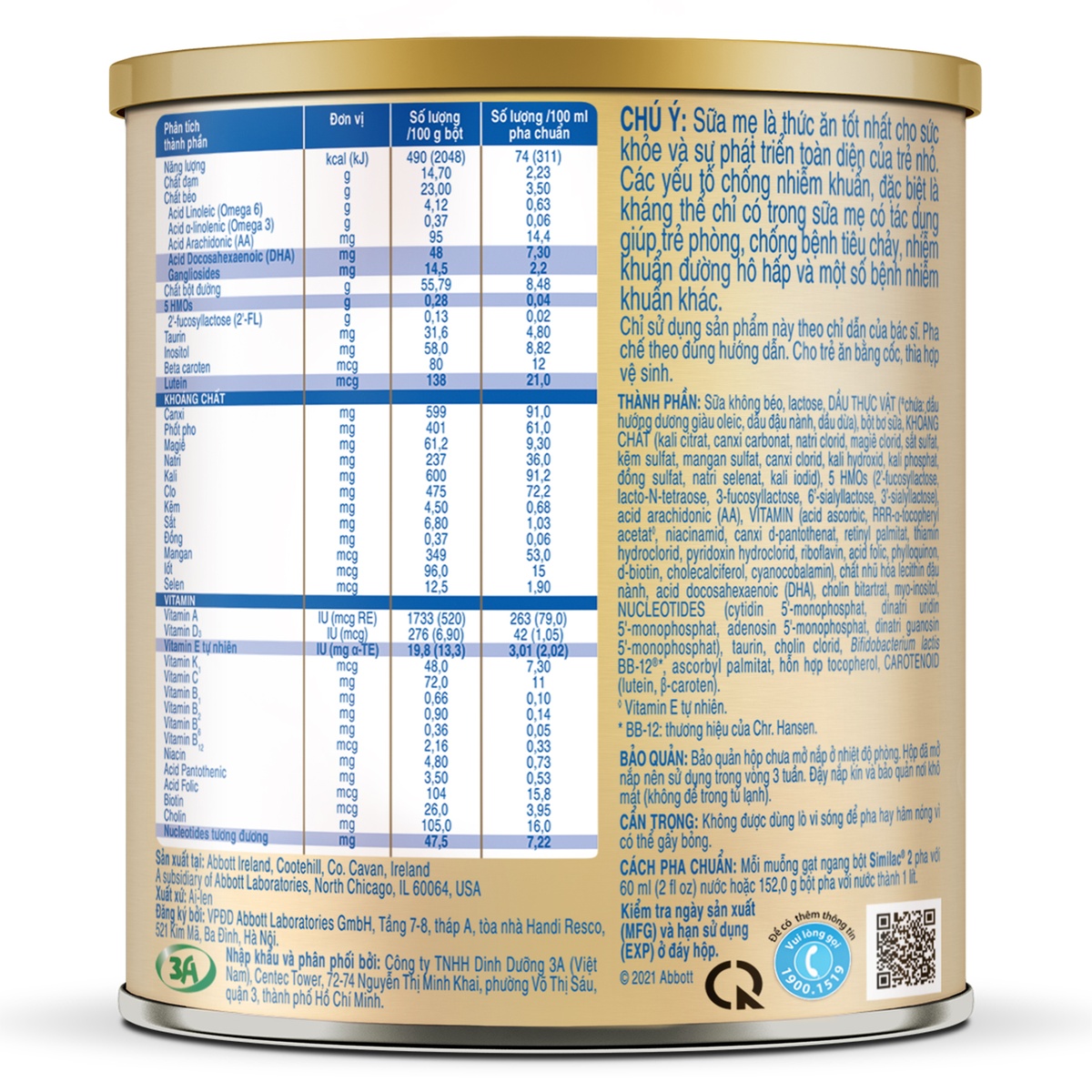 Sữa Similac 5G số 2 400g (cho bé 6-12 tháng tuổi) - mặt sau