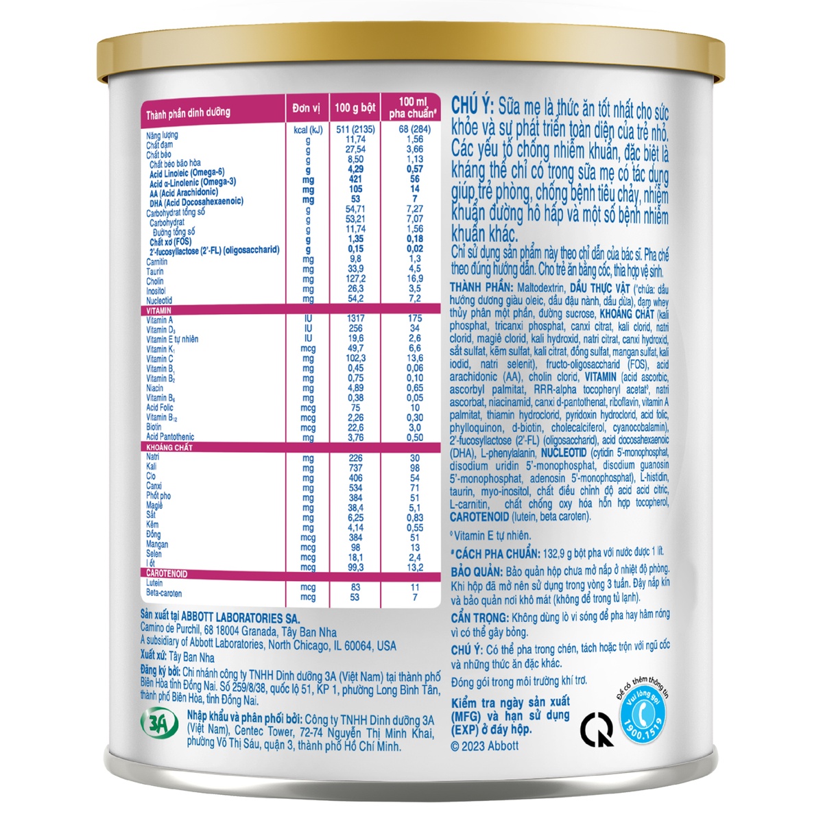 Sữa Similac Total Comfort 0+ (cho bé 0-12 tháng) 360g - mặt phải