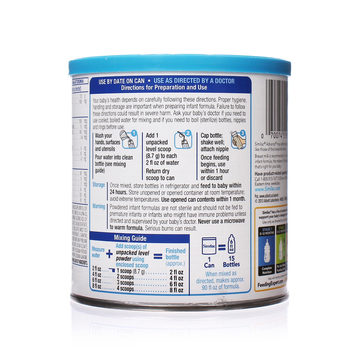 Sữa bột cho bé similac advance 352g - mặt trái