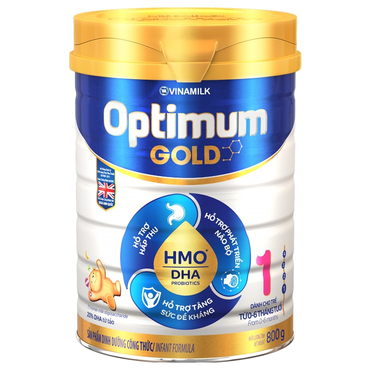 Sữa bột Vinamilk Optimum Gold 1 lon 800g (0 - 6 tháng) - mặt sau