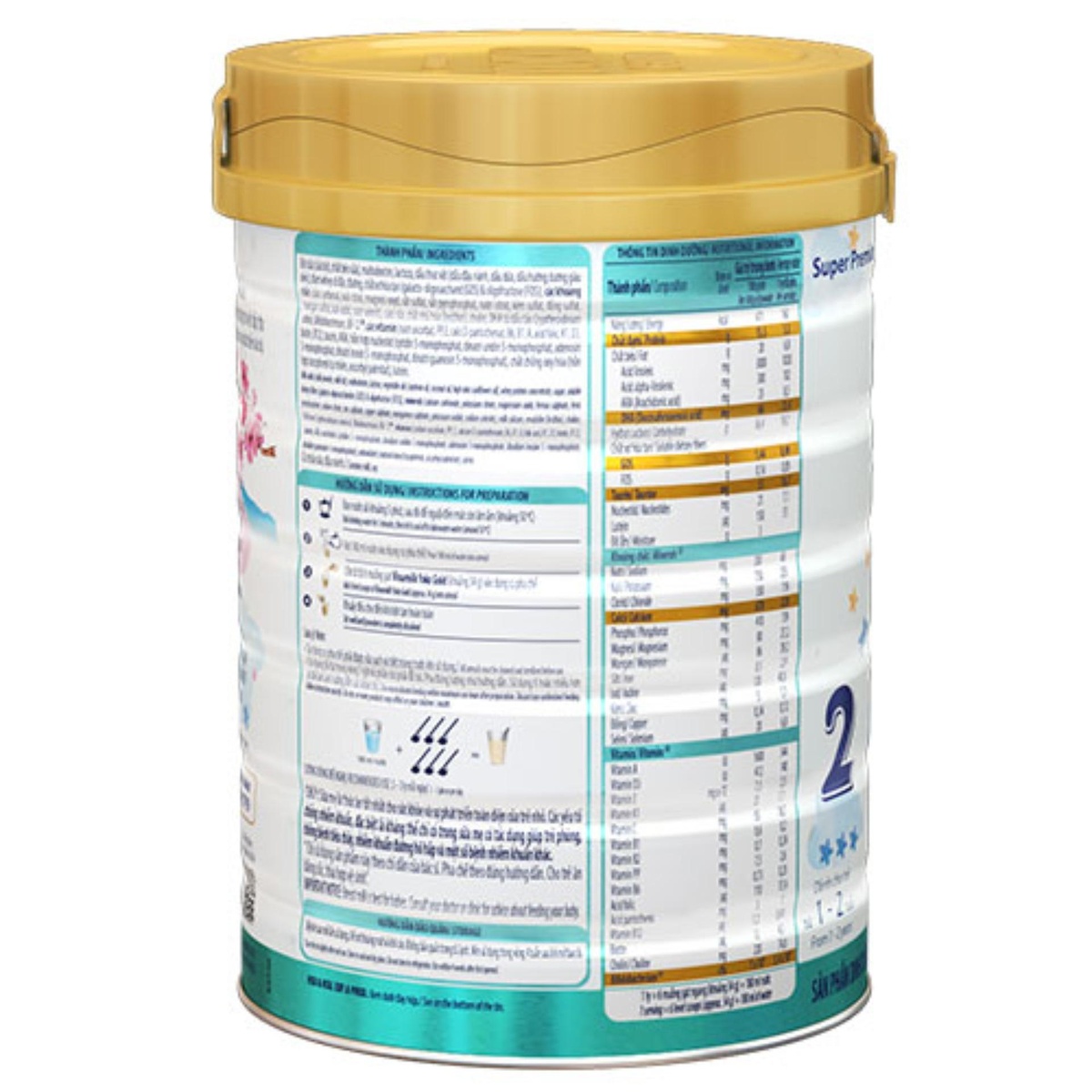 Sữa Vinamilk Yoko Gold 2 350g cho bé 1Y-2Y - mặt trái