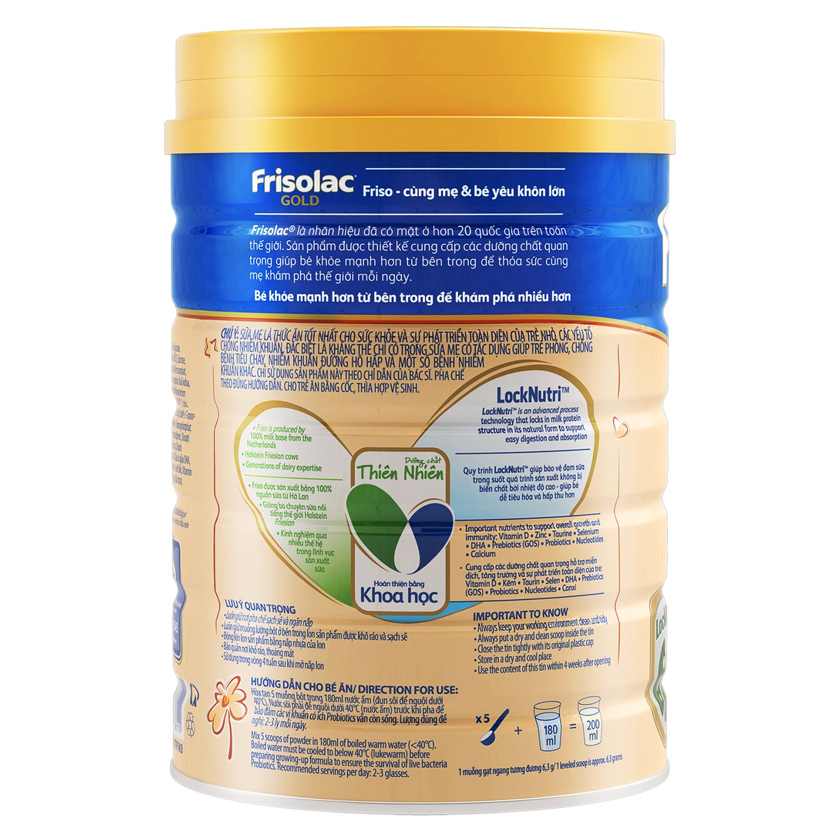 Sữa Frisolac Gold 3 400g cho bé 1-2 tuổi - mặt sau