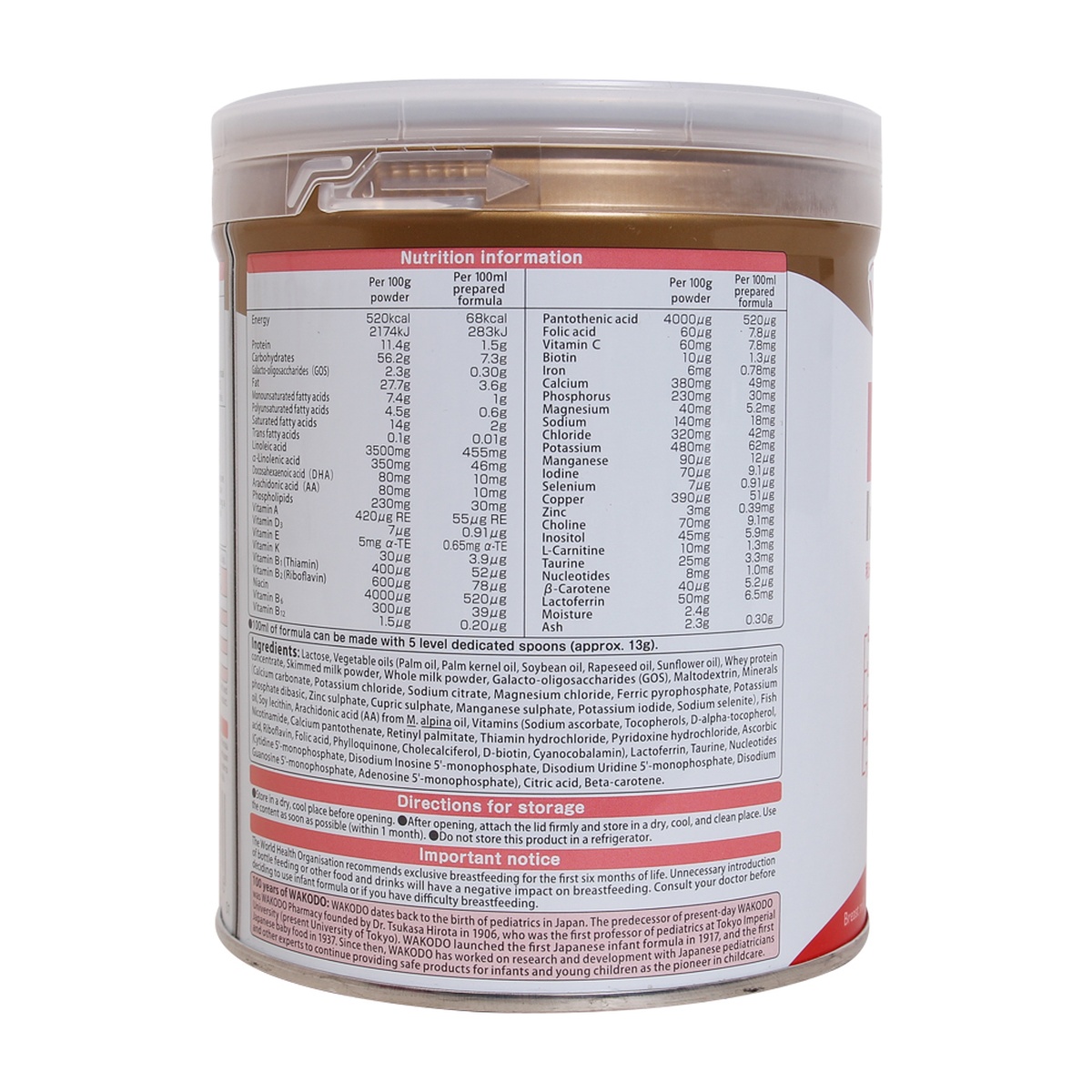 Sữa cho bé Wakodo LEBENS Số 1 (300gr)  - mặt trái
