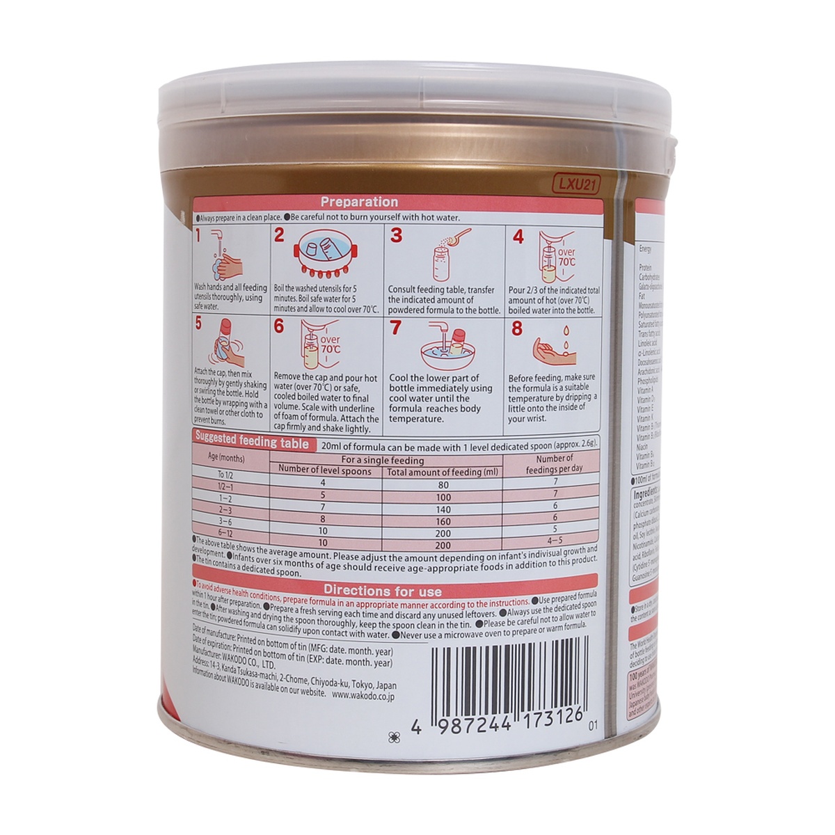 Sữa cho bé Wakodo LEBENS Số 1 (300gr)  - mặt phải