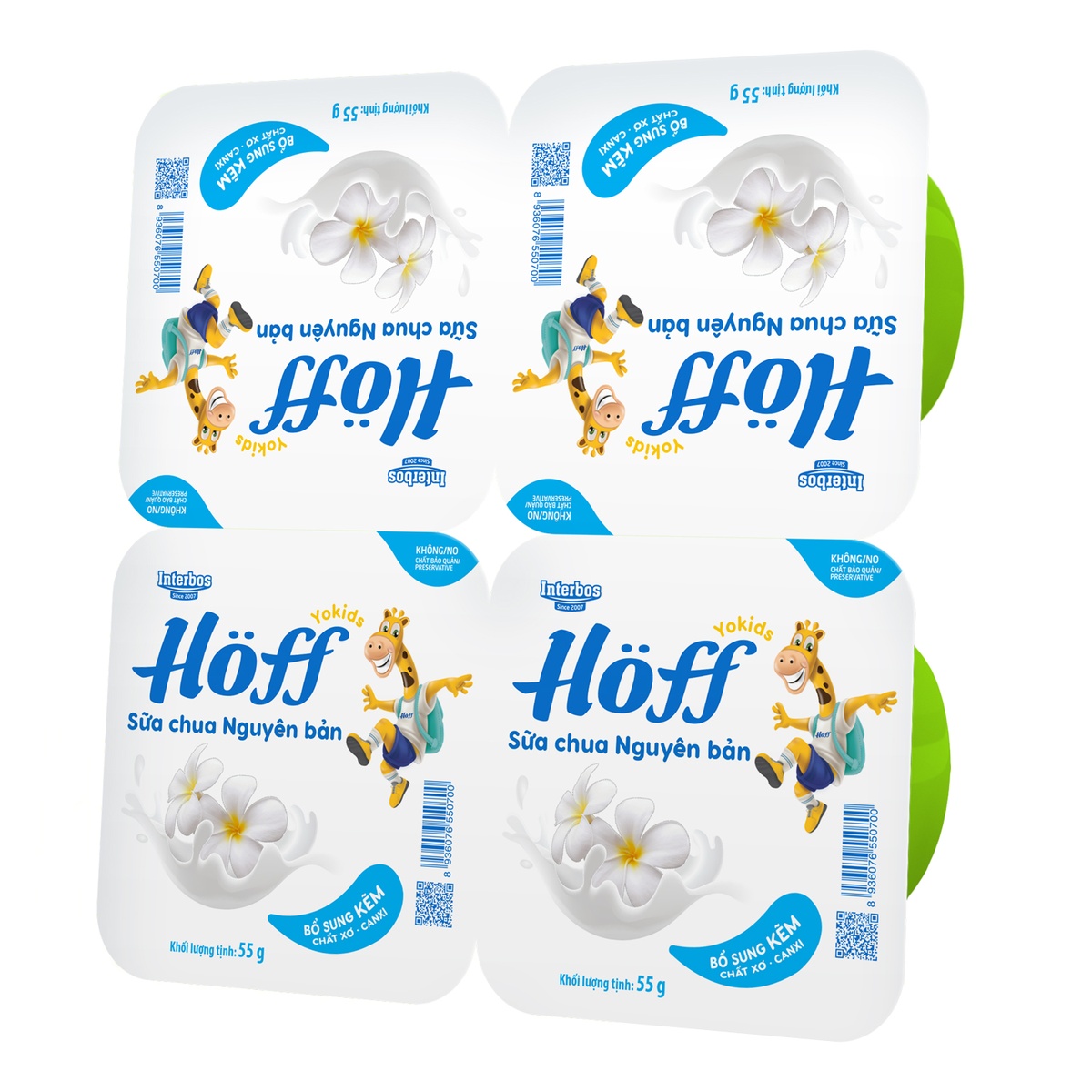 Sữa chua có đường Hoff vị nguyên bản 4x55g - mặt trái