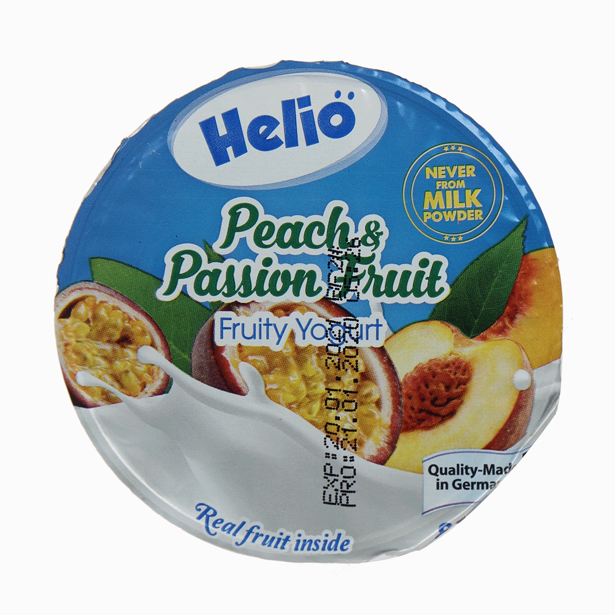 Sữa chua Helio vị đào chanh leo hũ 85g cho bé trên 6 tháng tuổi - góc nghiêng
