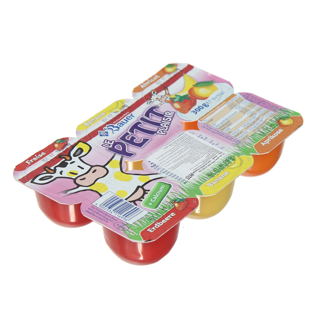 Sữa chua hoa quả Bauer Petit (6 hộp) cho bé trên 6 tháng tuổi - mặt sau