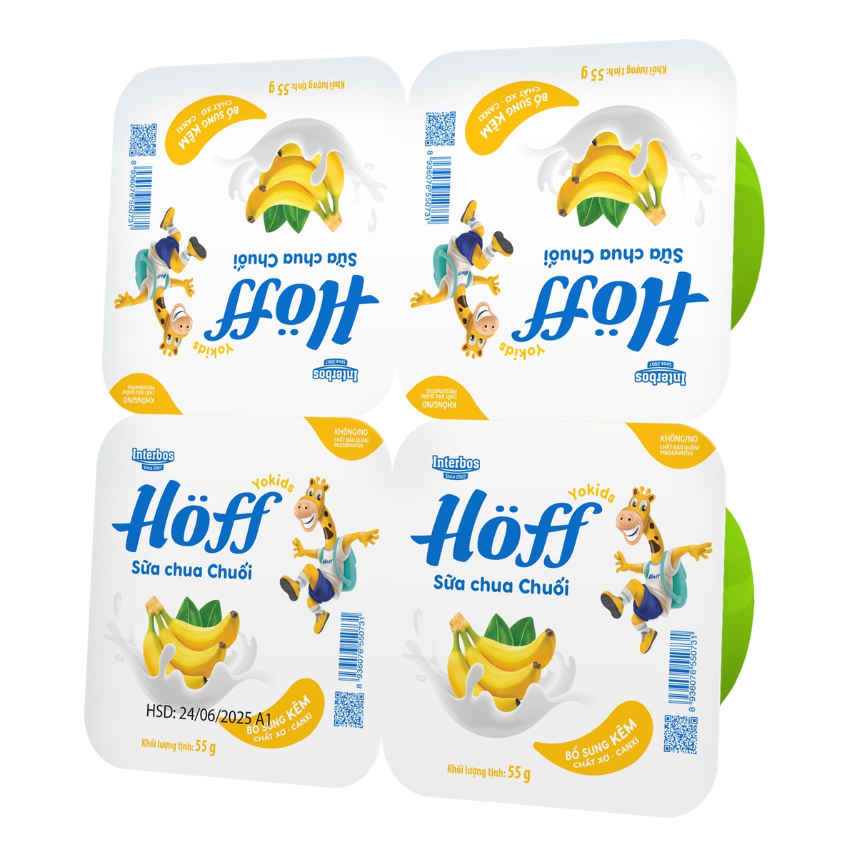 Sữa chua hoa quả Hoff vị chuối 4x55g - mặt trái