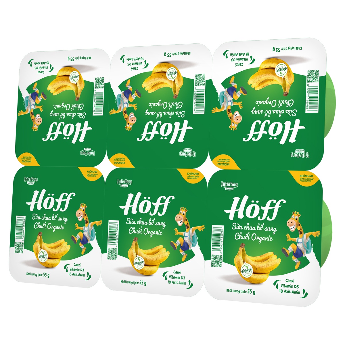 Sữa chua hoa quả Hoff Organic vị chuối 6x55g - mặt trái