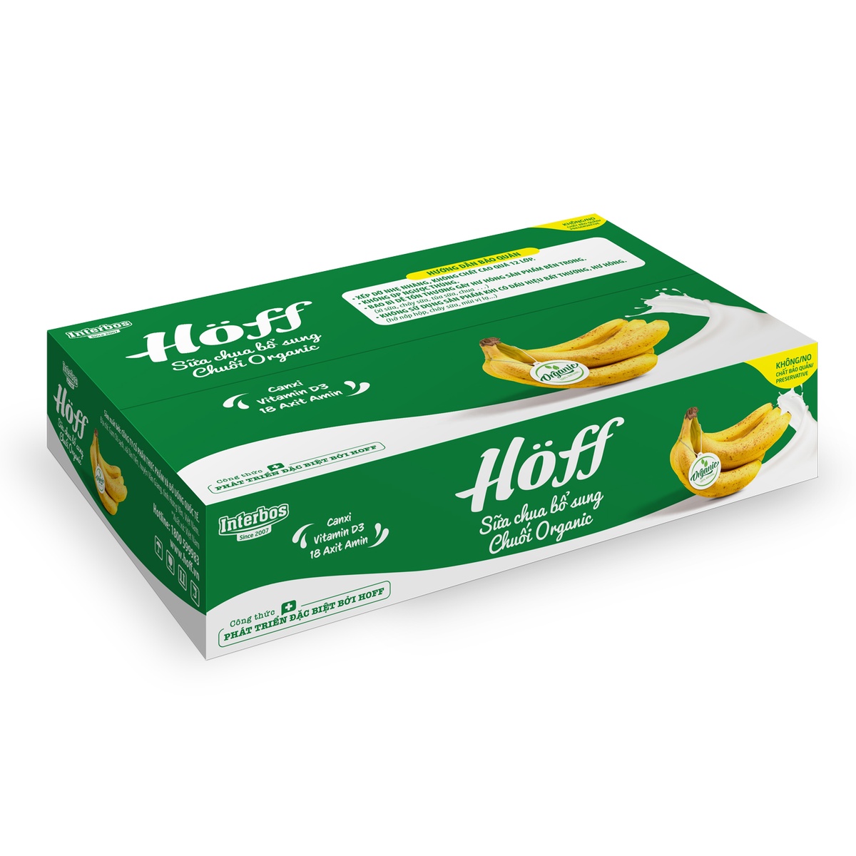 Sữa chua hoa quả Hoff Organic vị chuối 6x55g - mặt phải