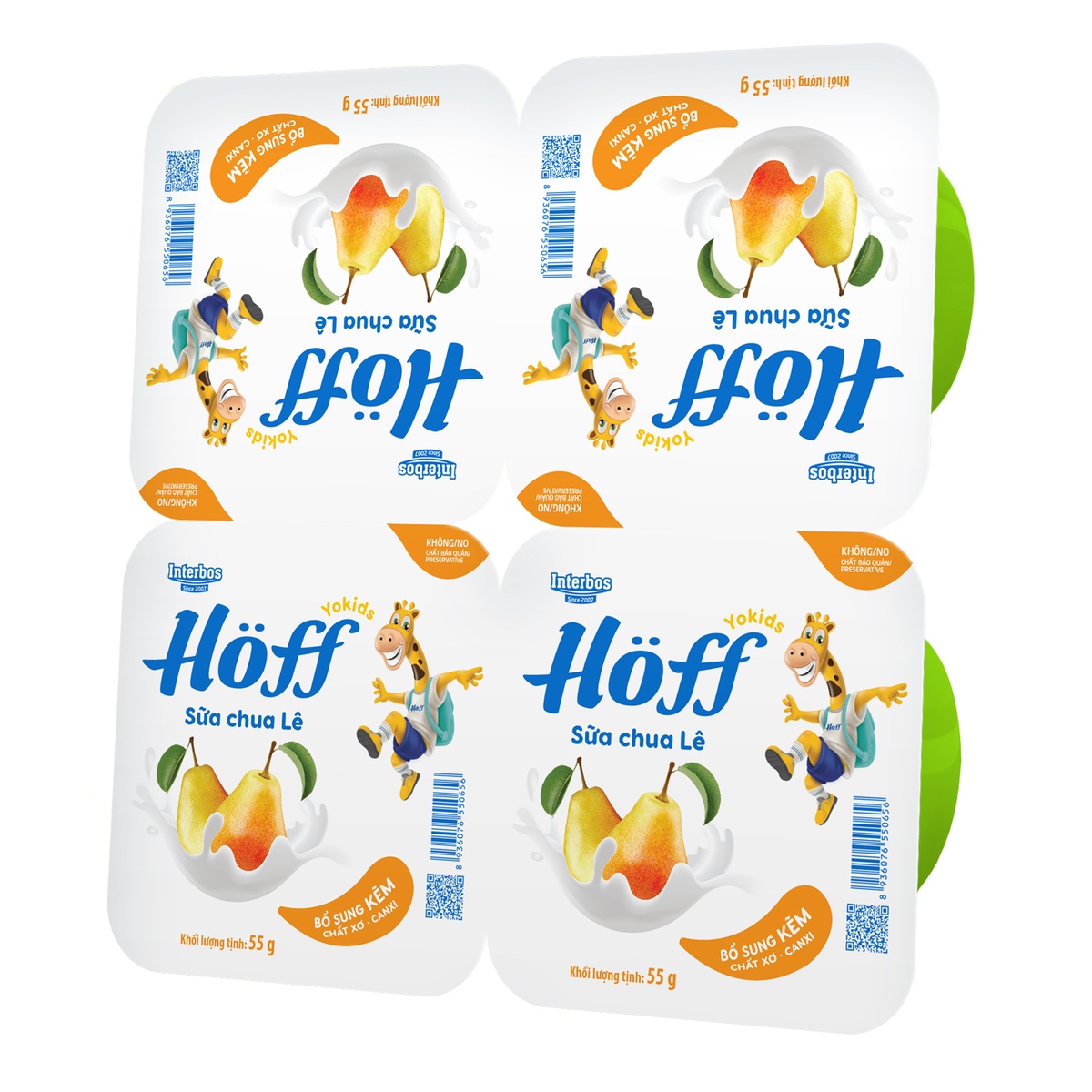 Sữa chua hoa quả Hoff vị lê 4x55g - mặt trái