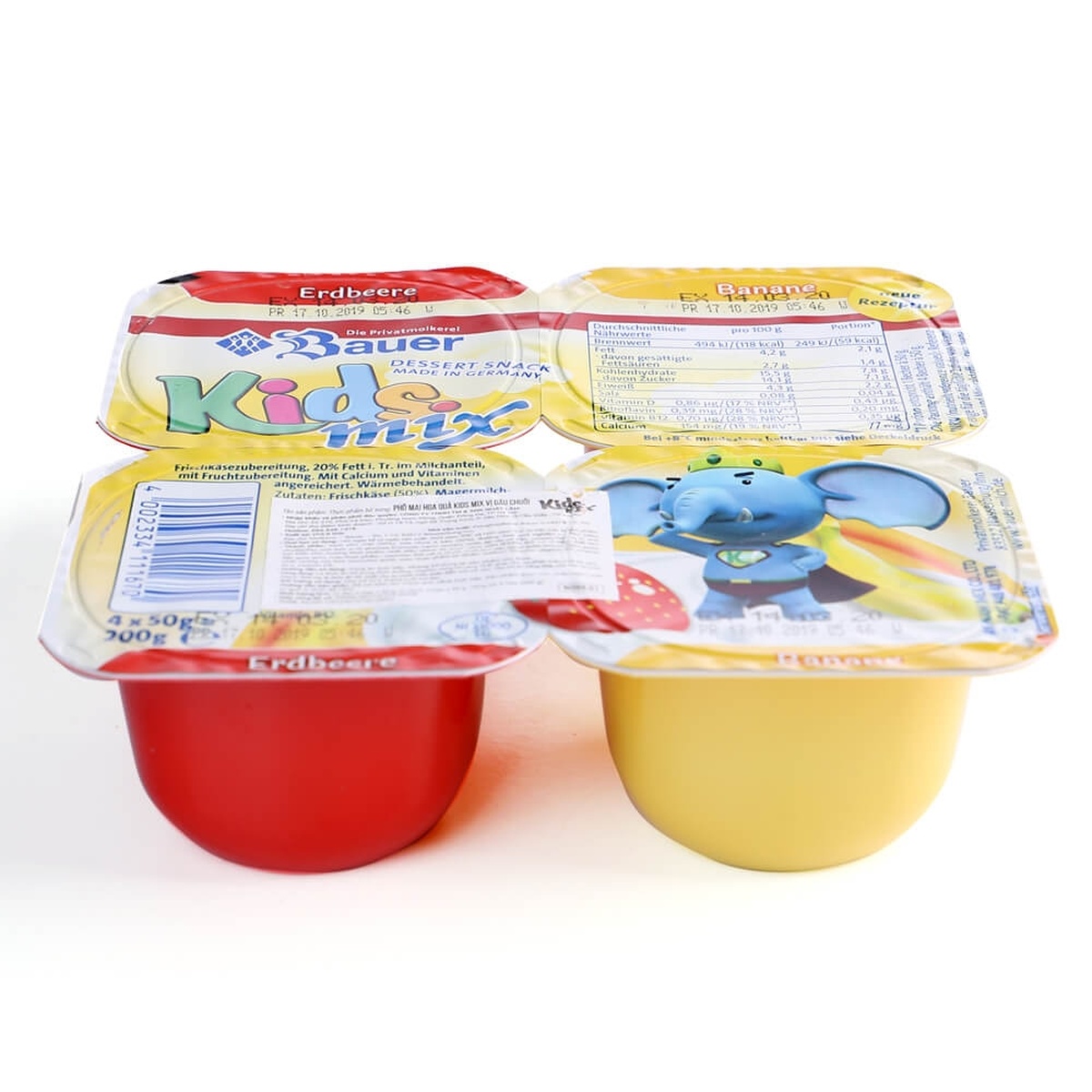 Phô mai hoa quả Kids Mix  50g - Lốc 4 - mặt sau