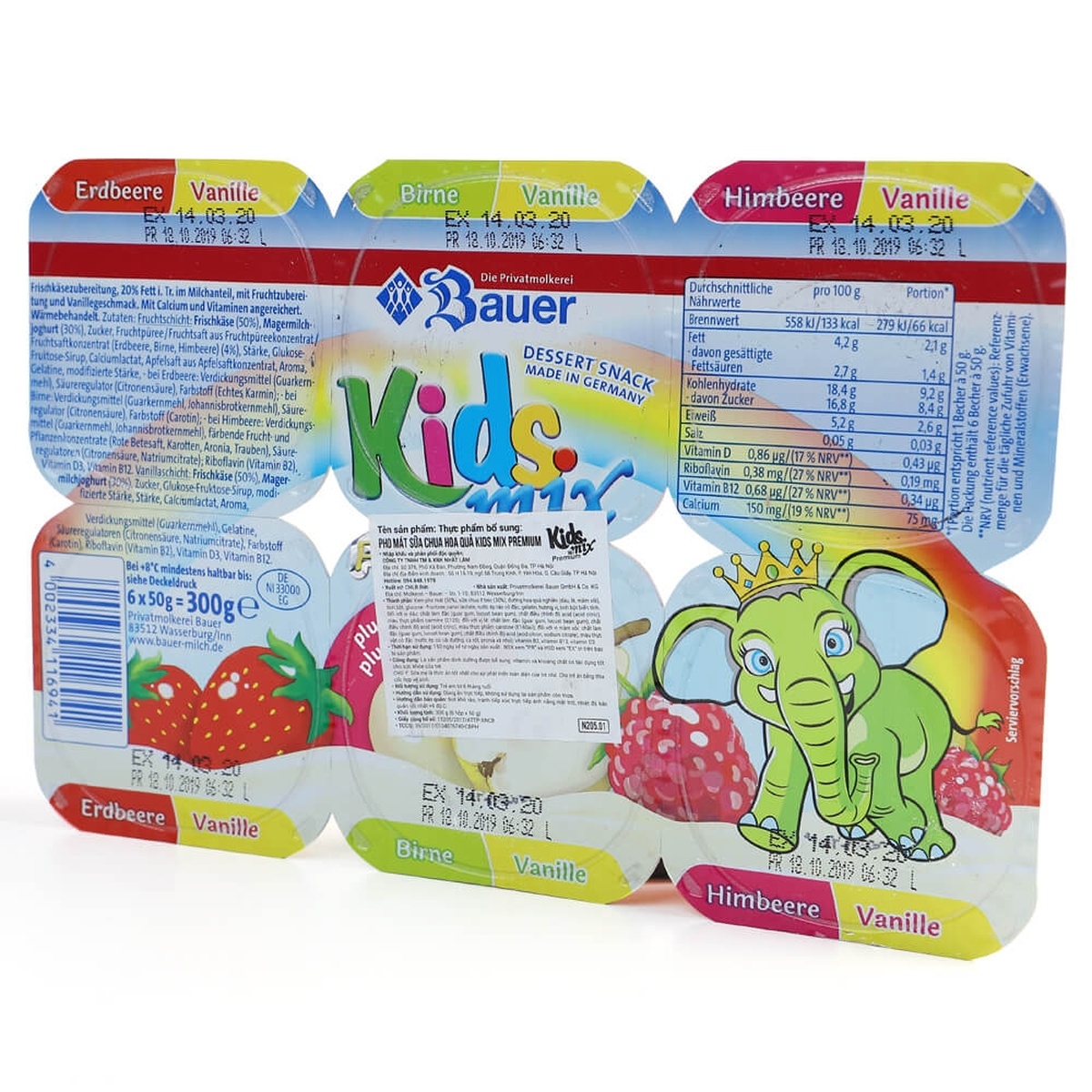Sữa chua hoa quả Kidsmix Premium 6x50g cho bé - mặt trái