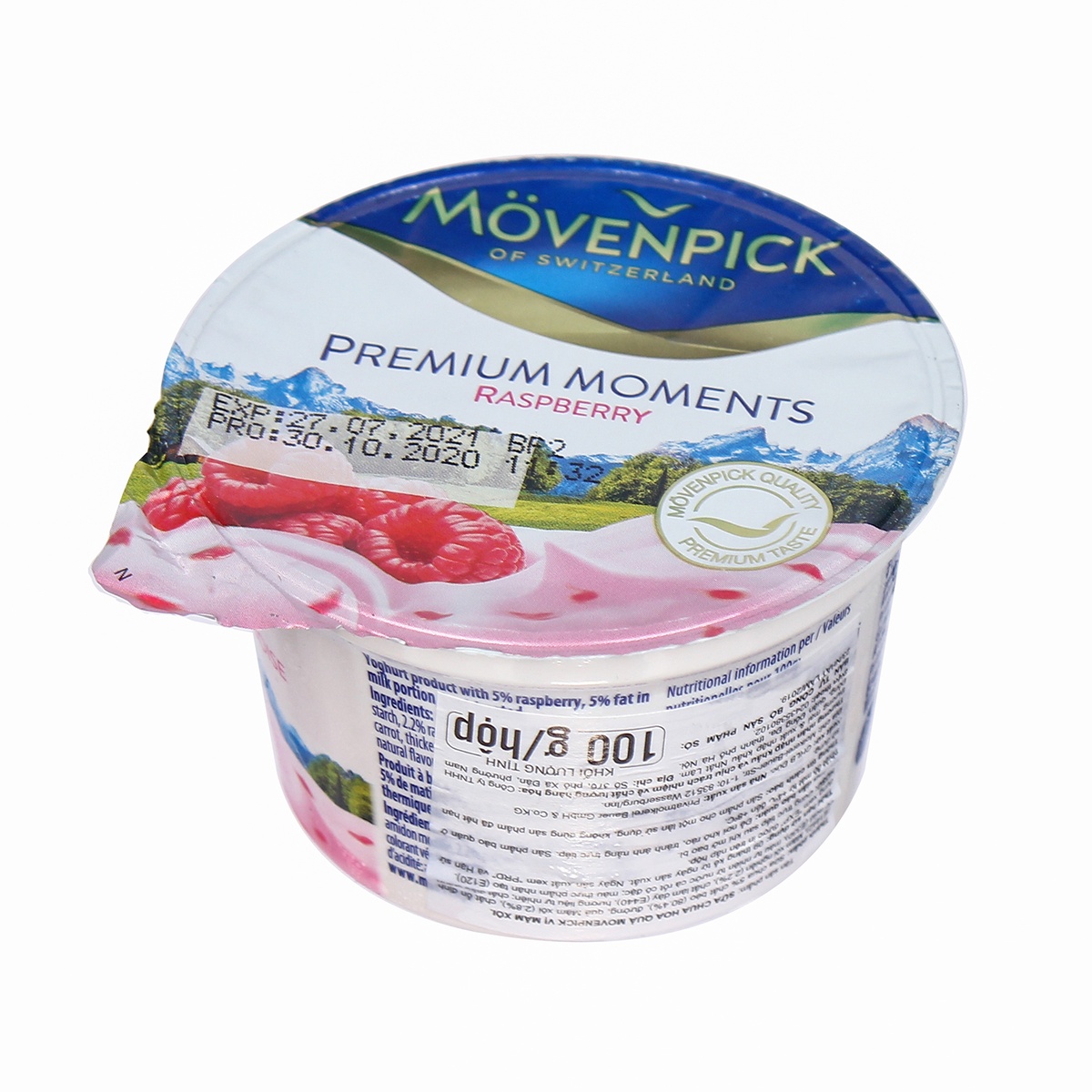 Sữa chua hoa quả Movenpick vị Mâm Xôi (100g) cho bé trên 6 tháng tuổi - mặt trái