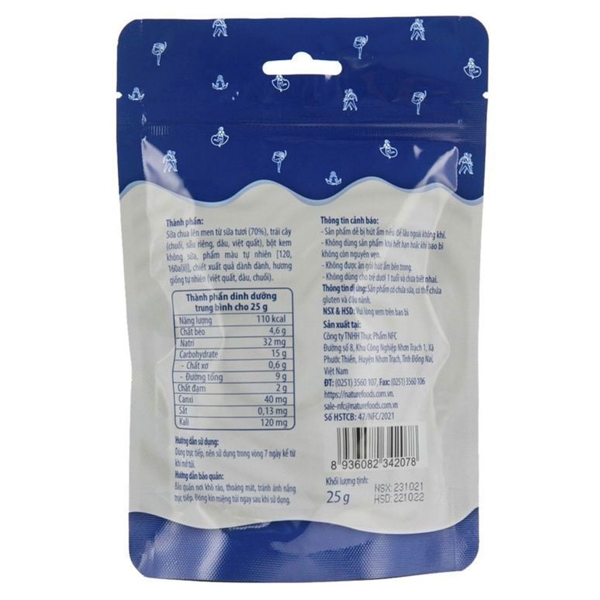 Sữa chua ngũ sắc sấy thăng hoa I.Yaua 25g - mặt trái