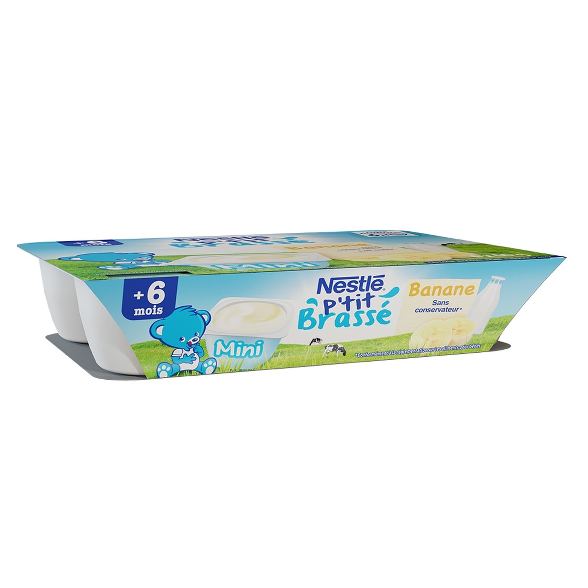 Sữa chua nguội Nestlé P'tit Brasse vị chuối (lốc 6x60g) - mặt phải