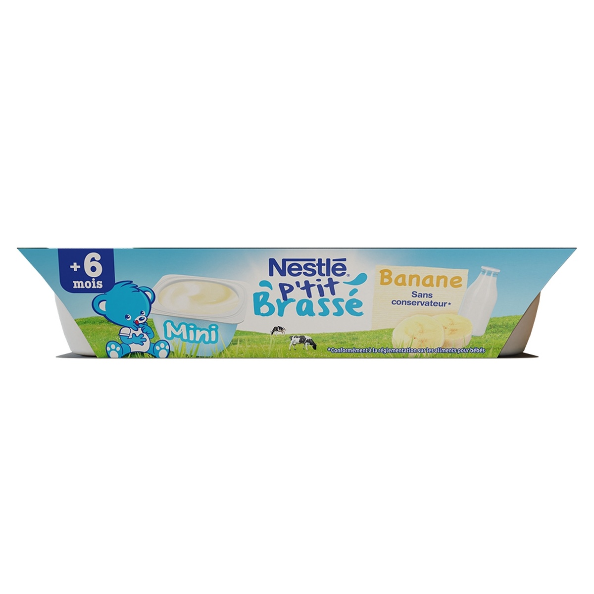 Sữa chua nguội Nestlé P'tit Brasse vị chuối (lốc 6x60g) - mặt sau