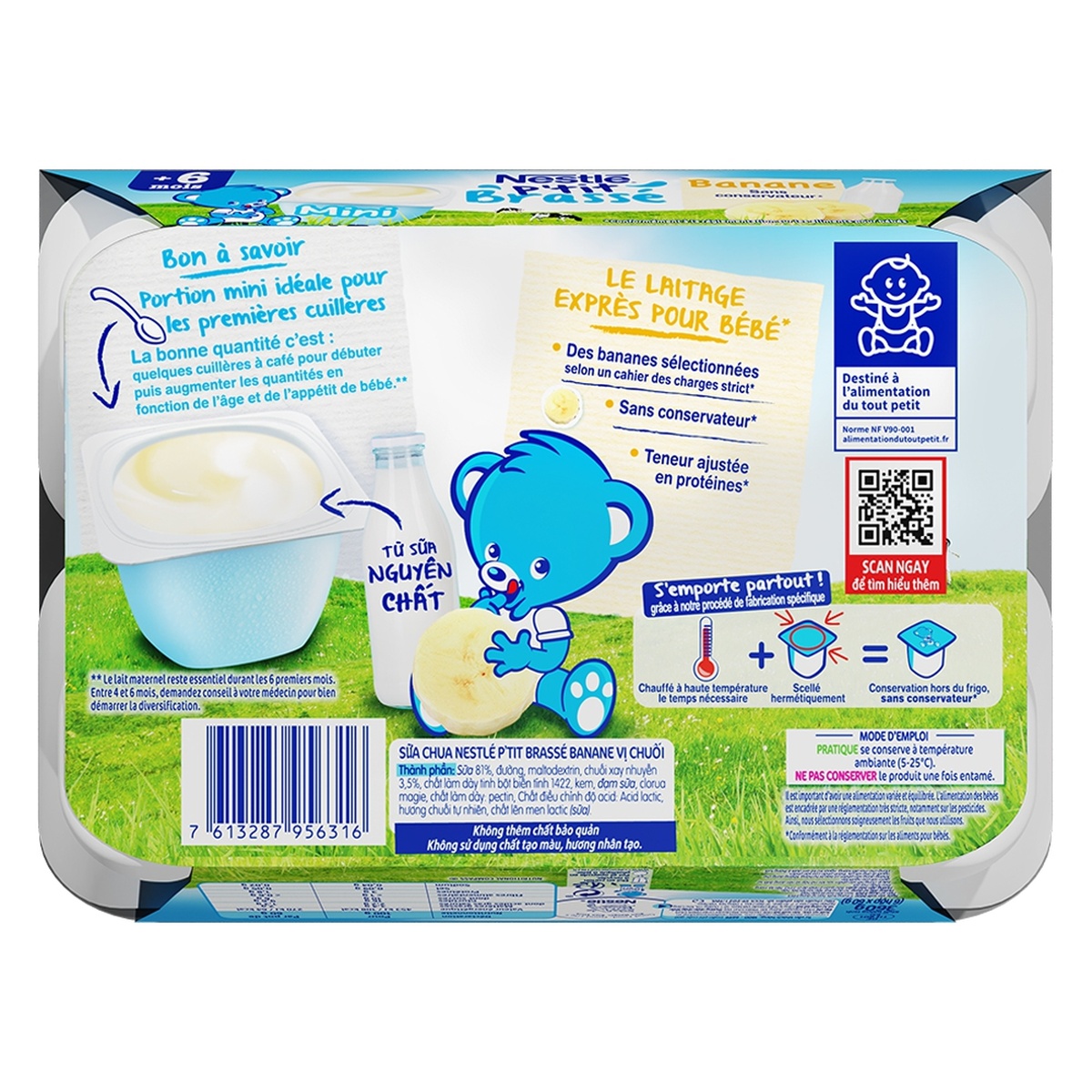 Sữa chua nguội Nestlé P'tit Brasse vị chuối (lốc 6x60g) - hình 6