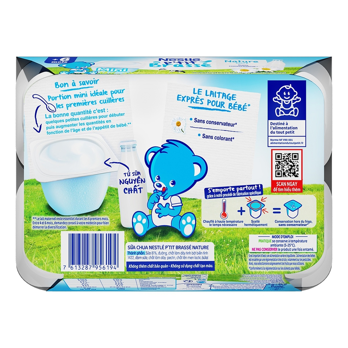 Sữa chua nguội Nestlé P'tit Brasse vị tự nhiên (lốc 6x60g) - hình 6