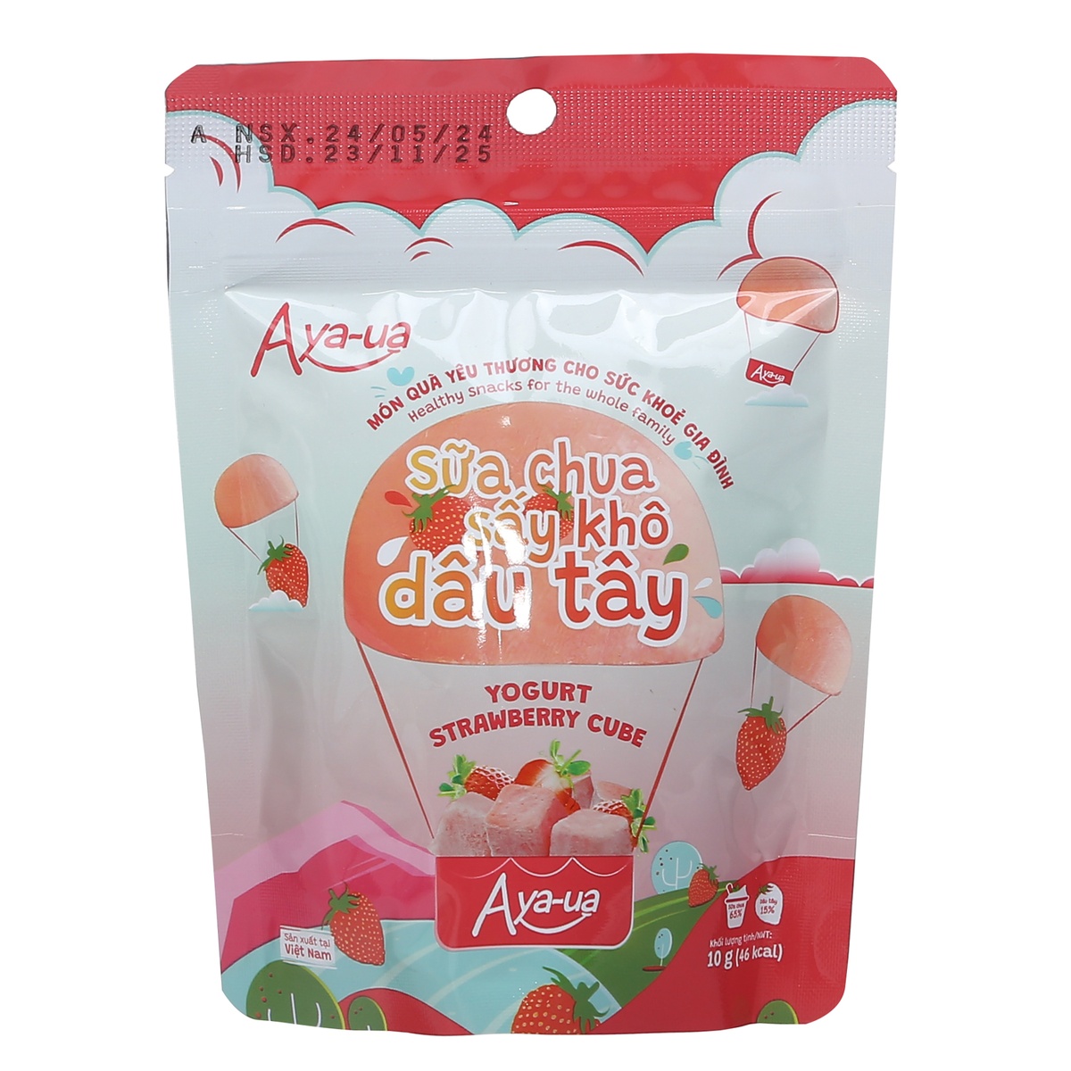 Sữa chua sấy khô Aya-ua vị dâu cho bé 10g - mặt phải