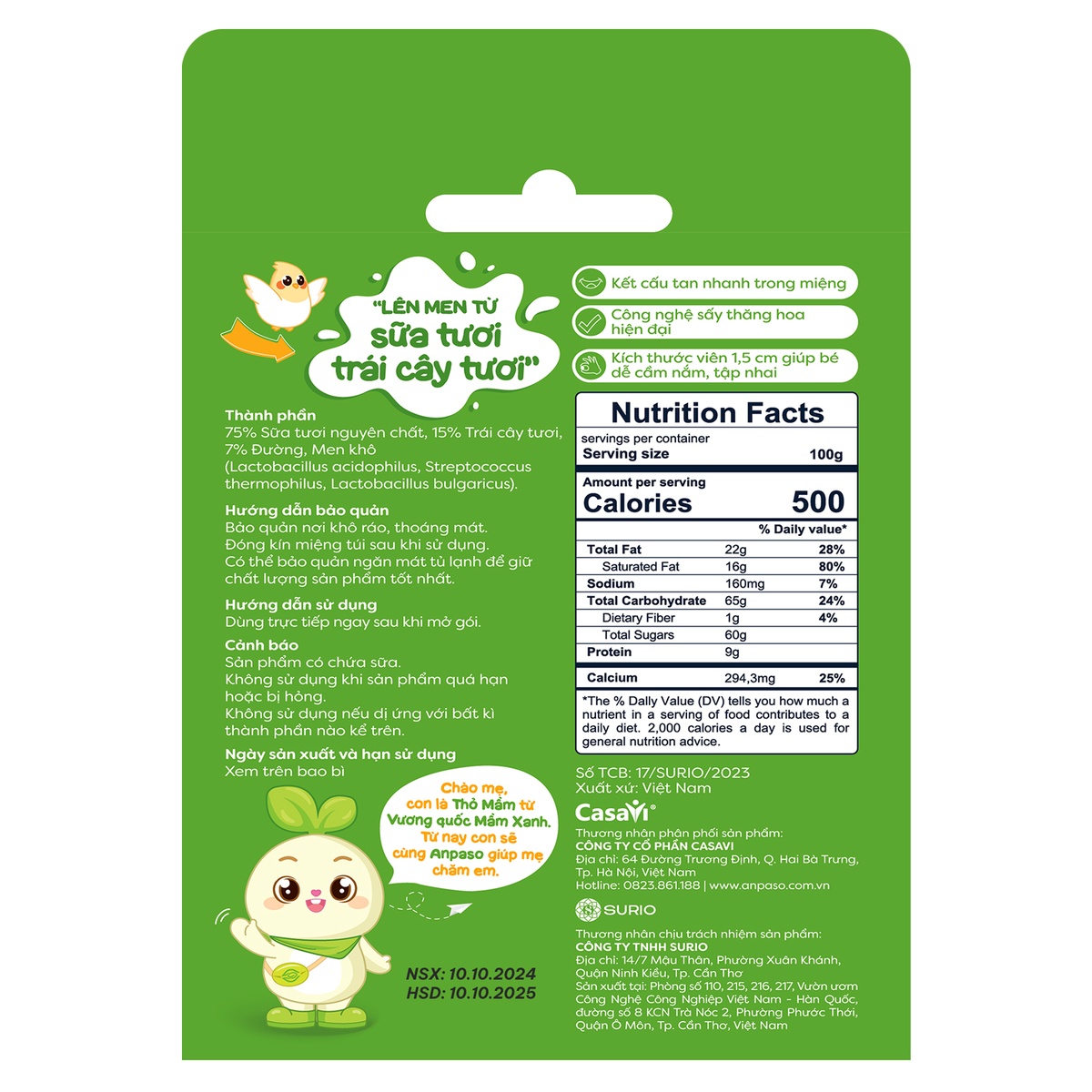 Sữa chua sấy tự nhiên Anpaso mix vị 20g  - mặt sau
